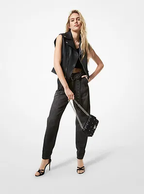 Pebbled Leather Moto Vest