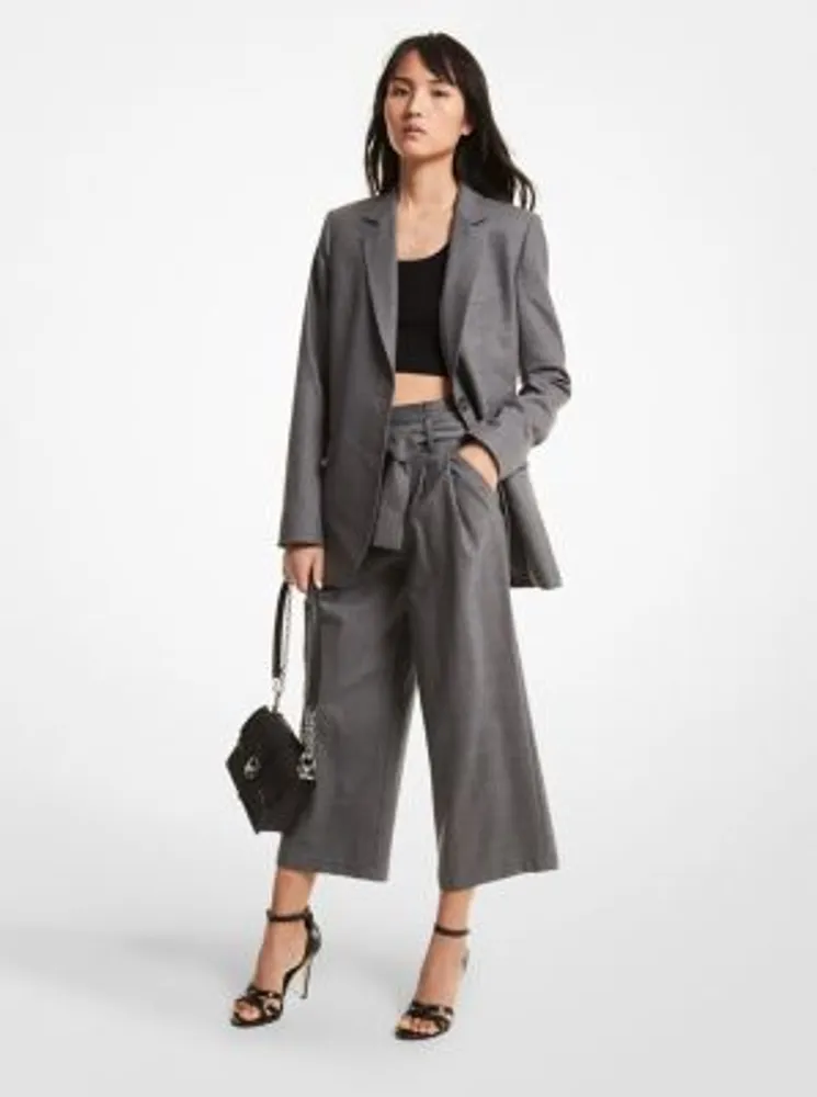 Striped Stretch Wool Cropped Trousers