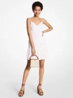 Robe nuisette en coton à œillets motif de palmiers