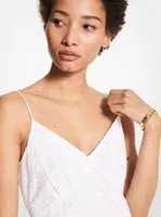 Robe nuisette en coton à œillets motif de palmiers