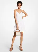 Robe nuisette en coton à œillets motif de palmiers