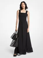 Robe tissée smockée à motif cachemire à œillets