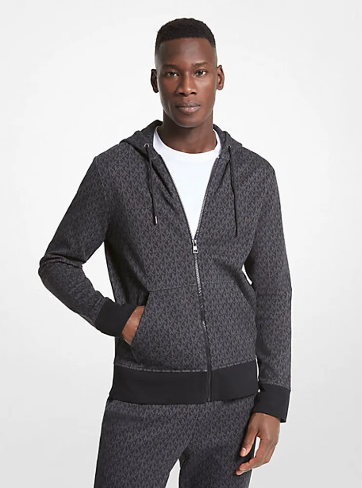 Cotton-blend fleece zip-up hoodie