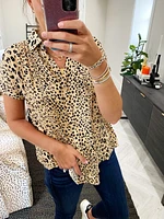 leopard classic button up top