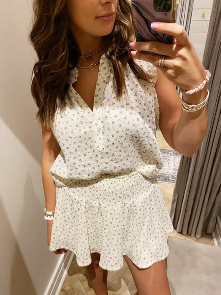 floral gauze vneck tank
