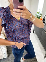 leopard ruffle blouse