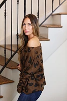 leopard crew lightweight sweater