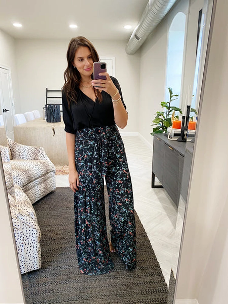 floral tie pants