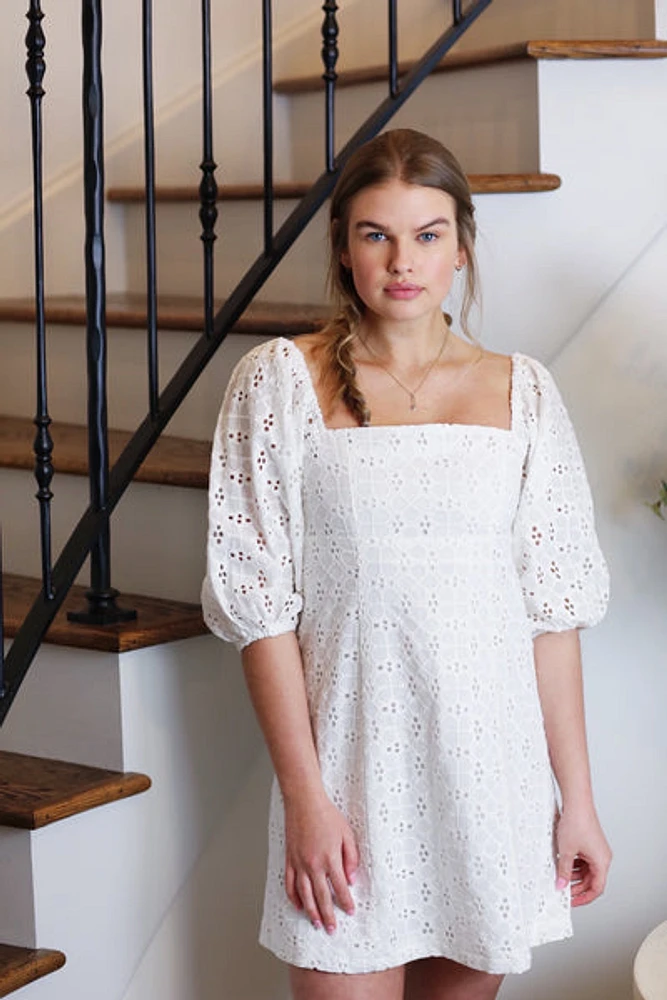 eyelet mini dress