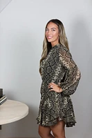 snakeskin mini dress