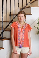 elina embroidered smock top