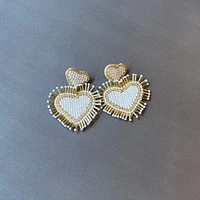 bead heart earrings