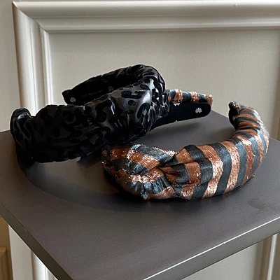 faux leather leopard knotted headband