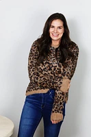 golden leopard slouchy sweater