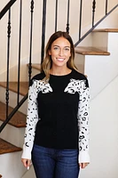 cheetah sleeve sweater