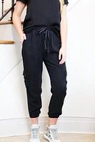 satin trimmed cargo pants