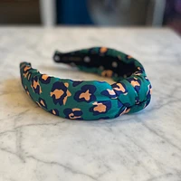 teal leopard headband