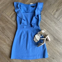 Whisper sq neck ruffle dress