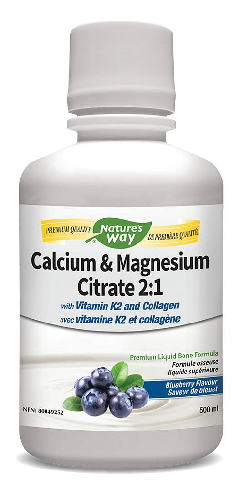 NATURE'S WAY Calcium & Magnesium Citrate 2:1 (Blueberry - 500 ml)