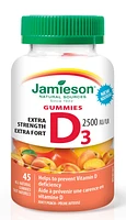 JAMIESON Vitamin D3 Extra Strength 2,500 IU (Juicy Peach - 45 gummies)