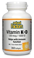 NATURAL FACTORS Vitamin K + D  (360 sgels)