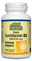 NATURAL FACTORS Vegan SunVitamin D3 (1000 IU - 180 veg caps)