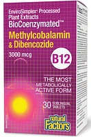 NATURAL FACTORS BioCoenzymated Methylcobalamin & Dibencozide • B12 (3000 mcg - 30 tabs)