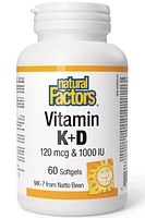 NATURAL FACTORS Vitamin K & D (120 mcg / 1,000 IU - 120 sgels)