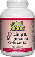 NATURAL FACTORS Calcium Magnesium Citrate (180 caps)