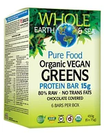 WHOLE EARTH & SEA Organic Vegan Greens Protein Bar (Chocolate - 6 Bars)