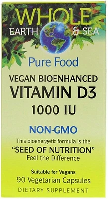 WHOLE EARTH & SEA Vegan Bioenhanced Vitamin D3 (1000 IU - 90 veg caps)