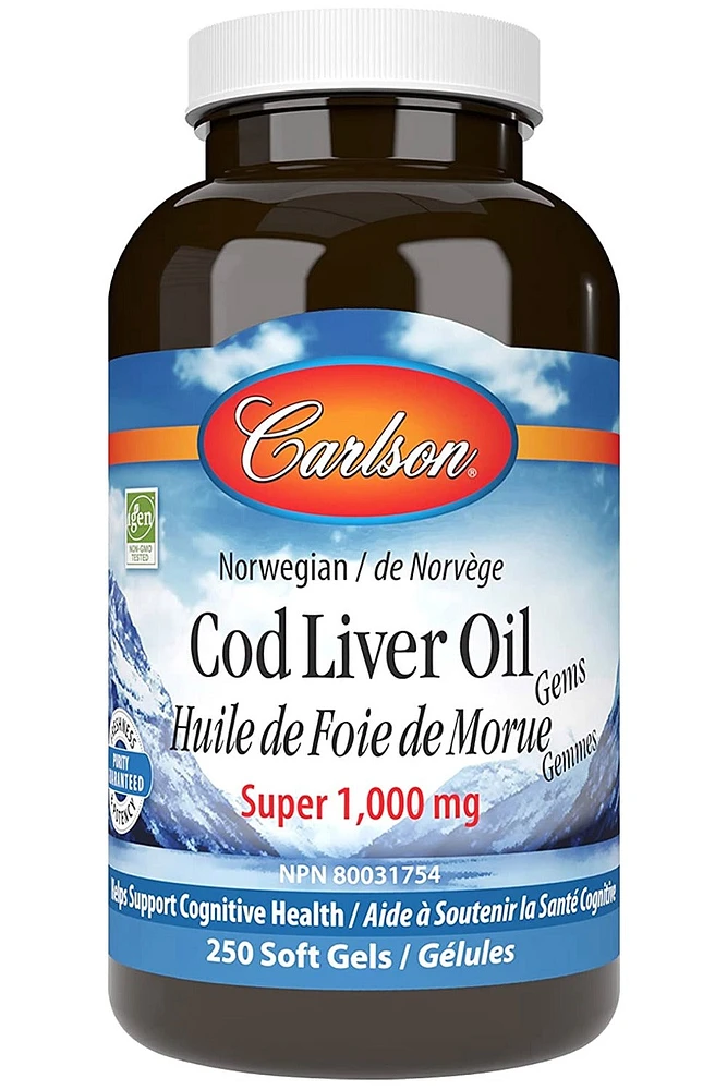 CARLSON Cod Liver Oil (1,000 mg - 250 Softgels)