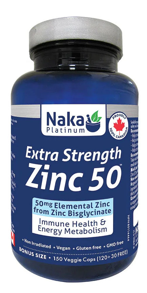 NAKA PLATINUM Extra Strength Zinc (50 mg - 150 veg caps)