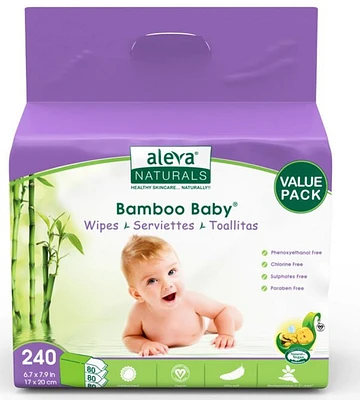 ALEVA NATURALS Bamboo Baby Wipes Value Pack (3-Pack)