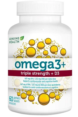 GENUINE HEALTH Omega3+ TRIPLE STRENGTH + D3 (60 capsules)