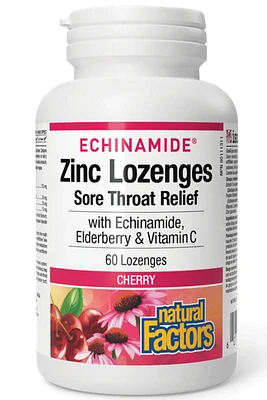 ECHINAMIDE Zinc Lozenges with Echinamide, Elderberry & Vitamin C (Cherry - 60 lozenges)