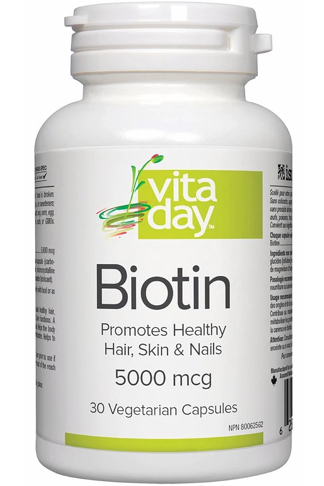 VITADAY Biotin 5000 mcg (30 veg caps)