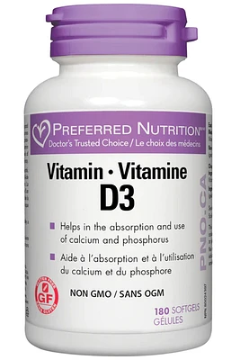 PREFERRED NUTRITION Vitamin D3 (180 softgels)