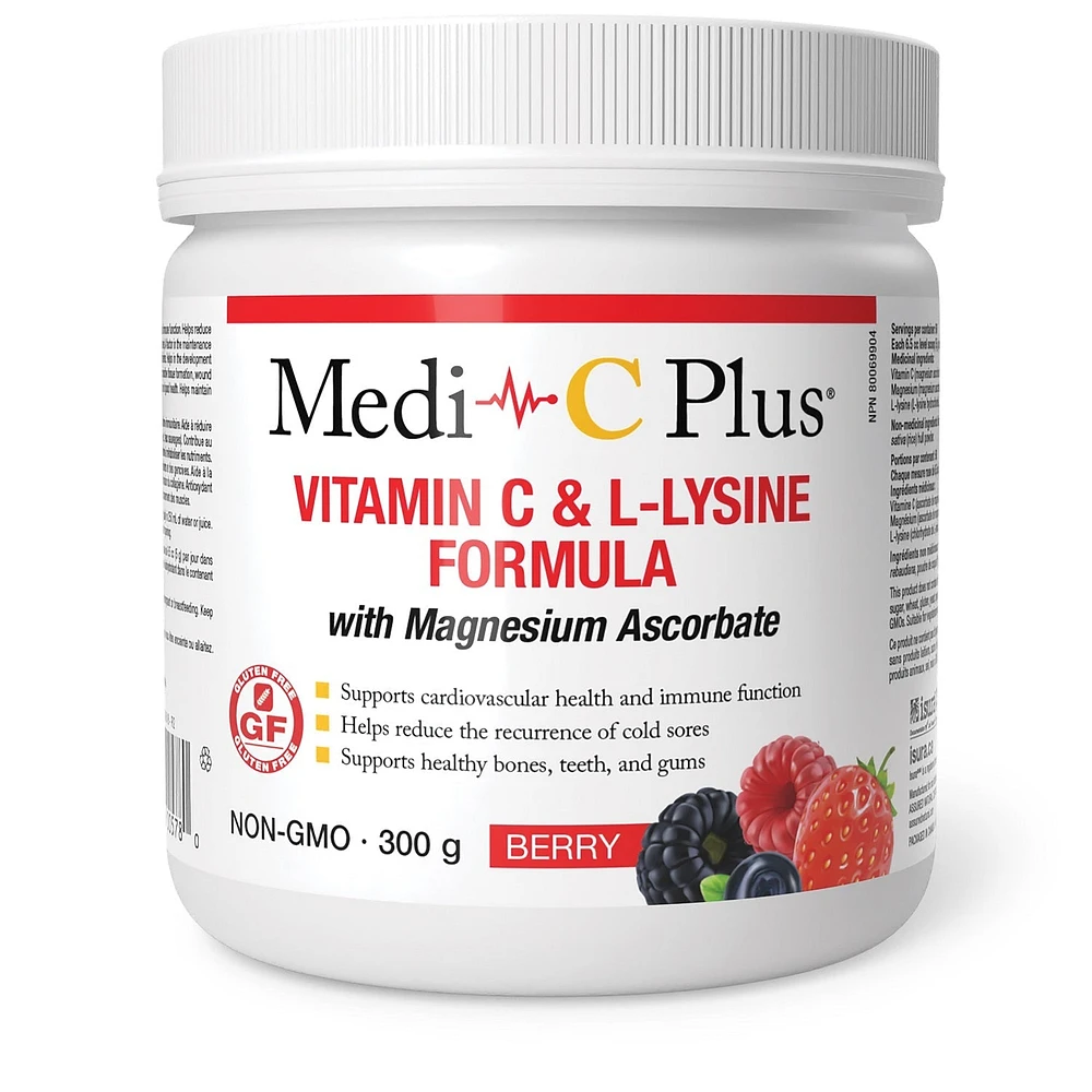 Medi-C - Vitamin C & L-Lysine with Magnesium Ascorbat (Berry - 300 gr)