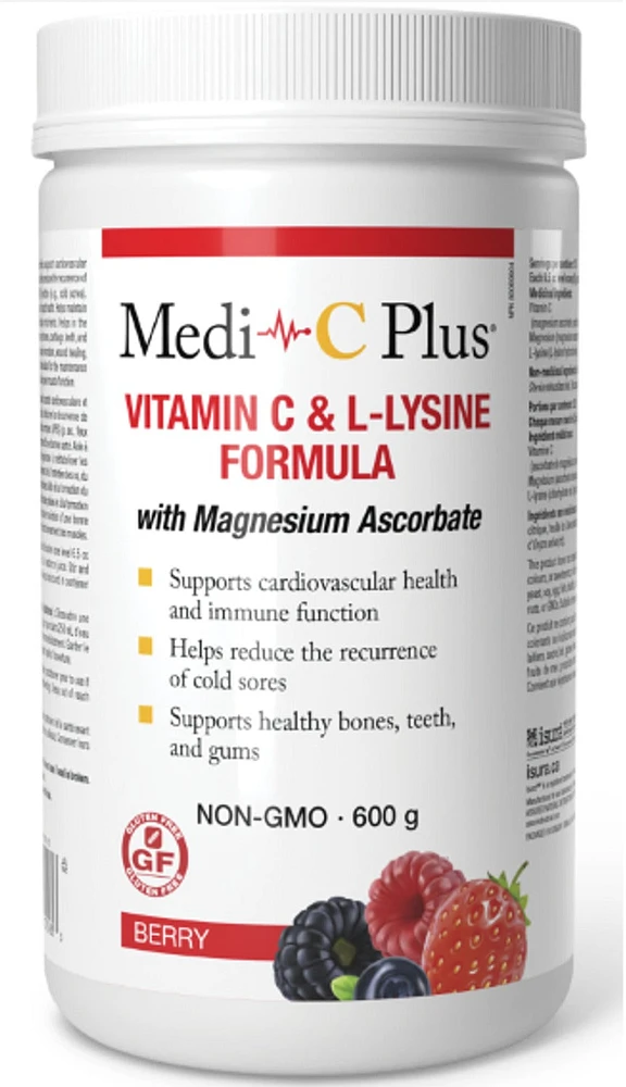 Medi-C Plus Vitamin C & L-Lysine with Magnesium Ascorbate (Berry