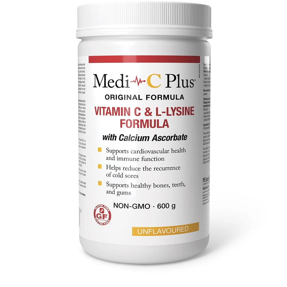 Medi-C Plus Vitamin C & L-Lysine with Calcium Ascorbate (Unflavoured - 600 g)