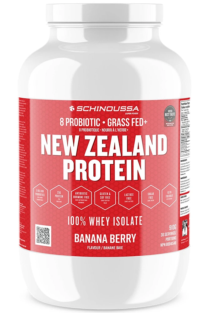 SCHINOUSSA NZ Whey Isolate + Probiotics (Banana Berry - 910 Grams)