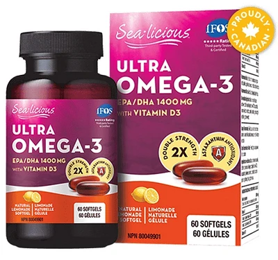 SEA-LICIOUS Ultra Omega-3 + Vitamin D3 (60 softgels)