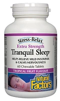 NATURAL FACTORS STRESS RELAX Tranquil Sleep Extra Strength (Tropical Fruit - 60 Chewables)