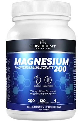 CONFIDENT HEALTH Magnesium Bisglycinate (200 mg