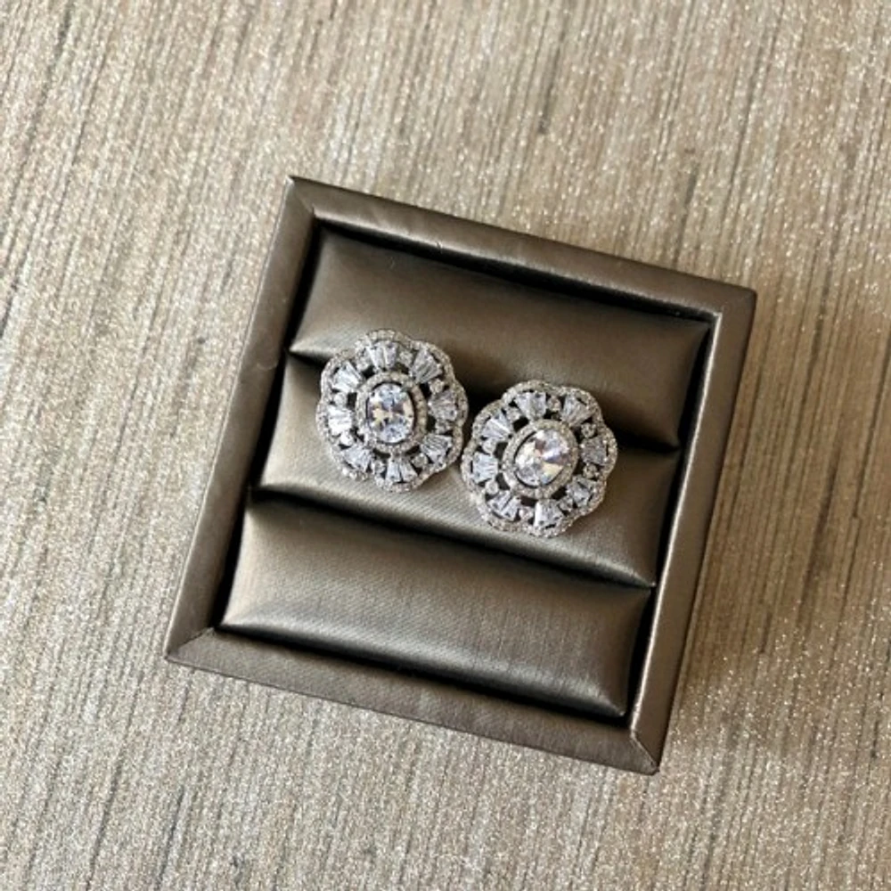 Cubic Zirconia Blooming Stud Earrings