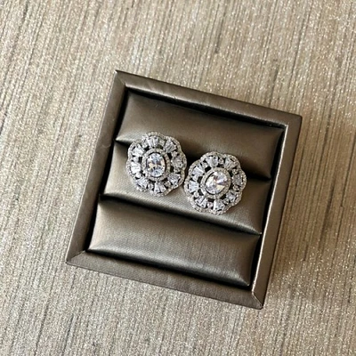 Cubic Zirconia Blooming Stud Earrings