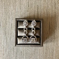 Cubic Bejeweled Link Earrings in White