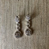Cubic Bejeweled Link Earrings in White