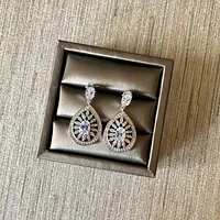 Cubic Zirconia Teardrop Floral Earrings